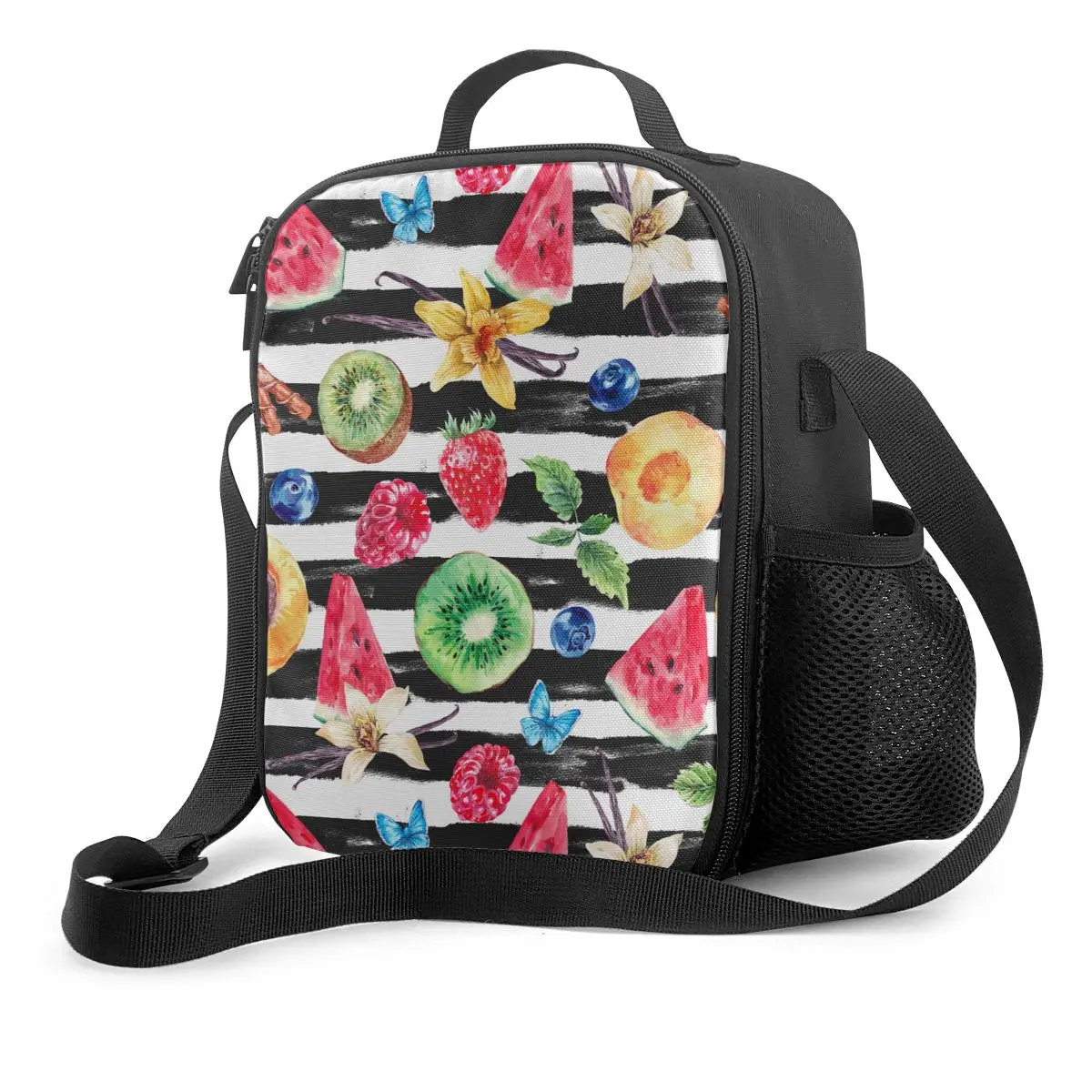 

Kiwi Fruits Strawberry Children's Women's Lunch Bags Shoulder Crossbody Lunch Bags Cooler Insualtion Bag for School Work Picnic