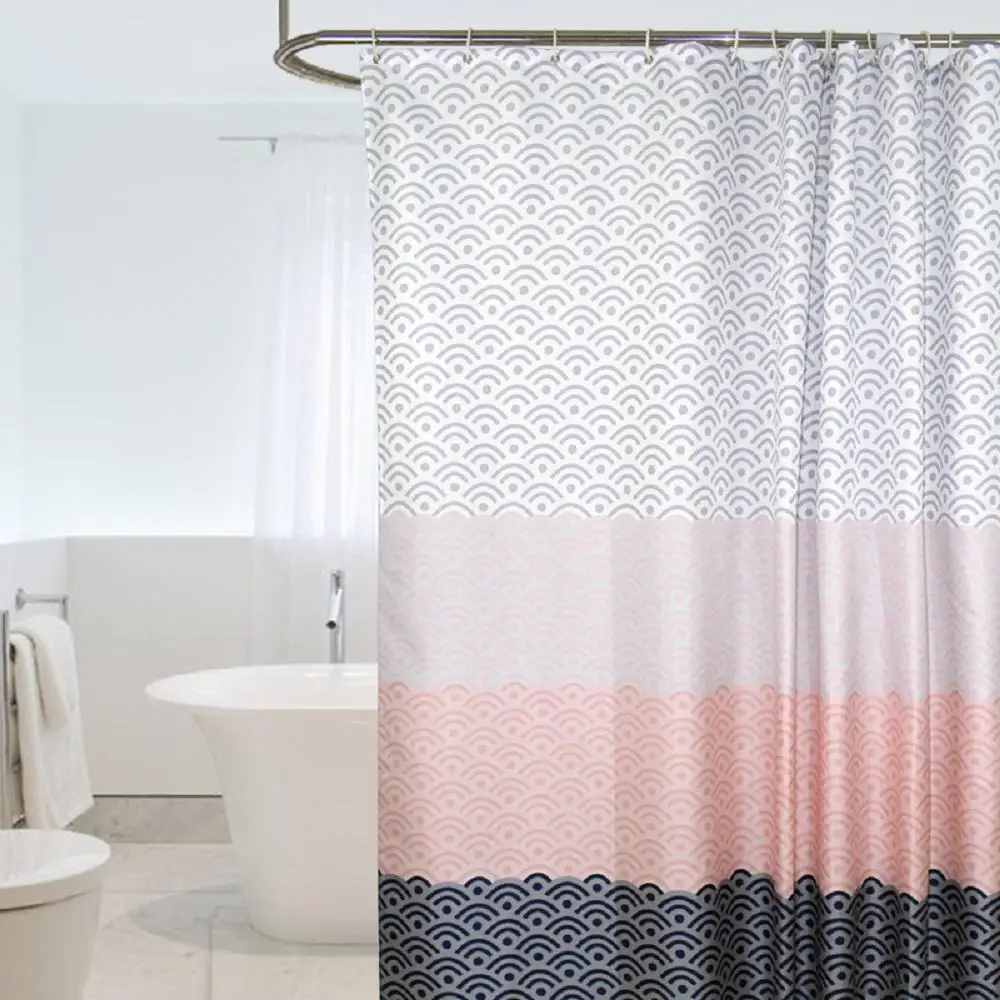 

Waterproof Shower Curtain Set with 12 Hooks WIFI Style Bathroom Curtains Polyester Fabric Bath Mildew Proof for Home Decor