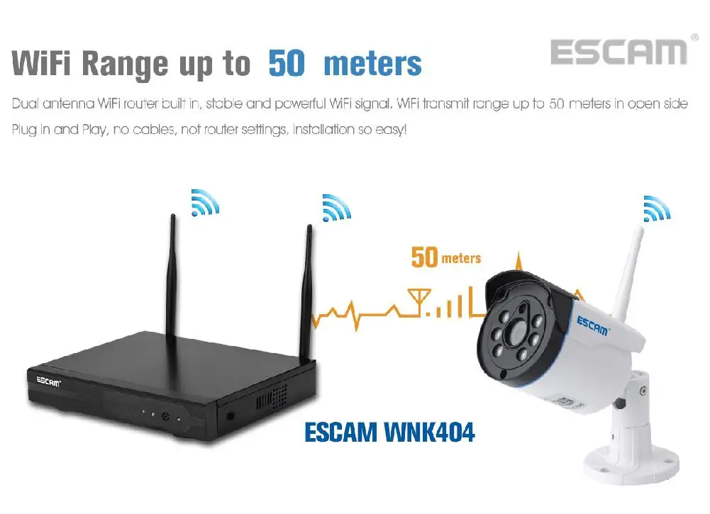 ESCAM WNK404 4CH 720P Открытый ИК Видео беспроводной безопасности IP камера CCTV NVR система