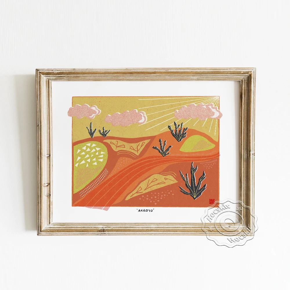

Arroyo Desert Scenery Poster, Scandinavian Art Nature Landscape Prints, Mid Century Modern Home Backdrop Decorative Picture