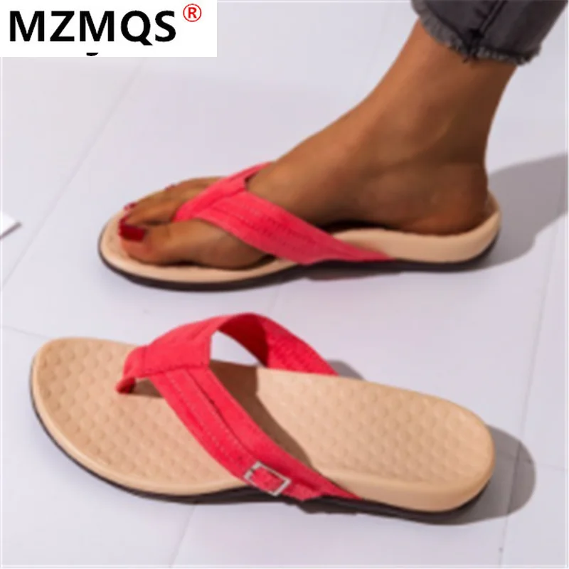 

Women Slipper 2021 Summer Fashion Pinch Casual Flat Flip Flops Slope Heel Women Outdoor Open Toe Beach Sandals Zapatos Mujer