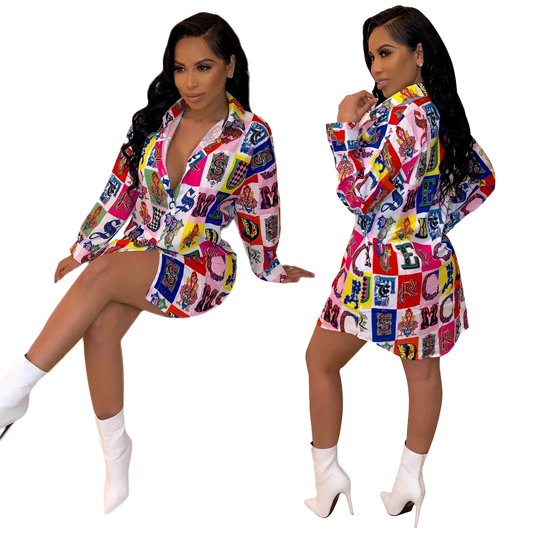 Африканская Дашики Одежда Женская Осенняя Новинка Пейсли Письмо печати отложной