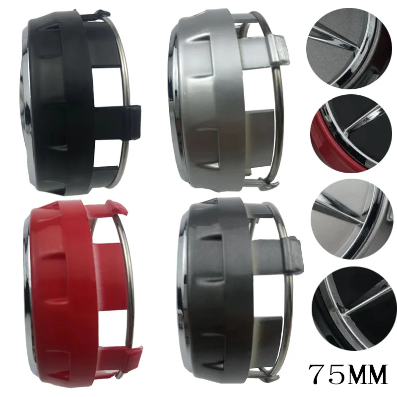 40 шт./лот 75 мм черные серебристые красные колпачки для центра колеса обода