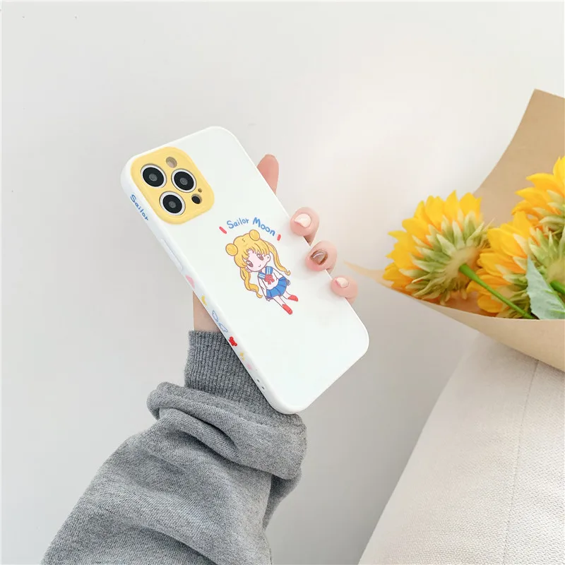 

Cartoon Sailor Moon Phone Case For iPhone 11 Pro Max 12 Mini Pro 7 8 Plus X XR XS SE 2020 Matte Soft TPU Silicon Back Cover