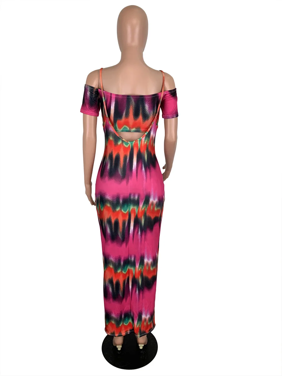 Новая летняя юбка из двух частей комплект 2019 с принтом открытыми плечами