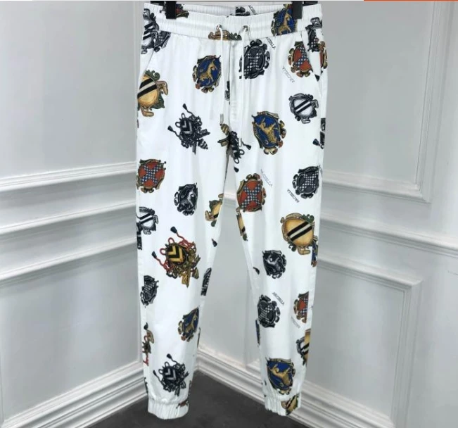 

2020 new fashion brand crown letter print white casual cotton famous pencil pant for men