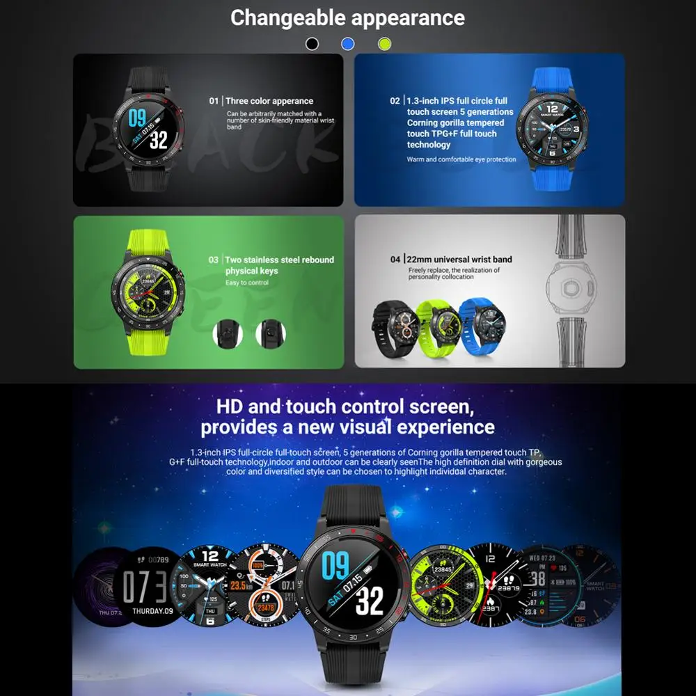 M5 Смарт часы водонепроницаемые носимые Bluetooth телефонный звонок gps 1 3 дюймов Smartwatch