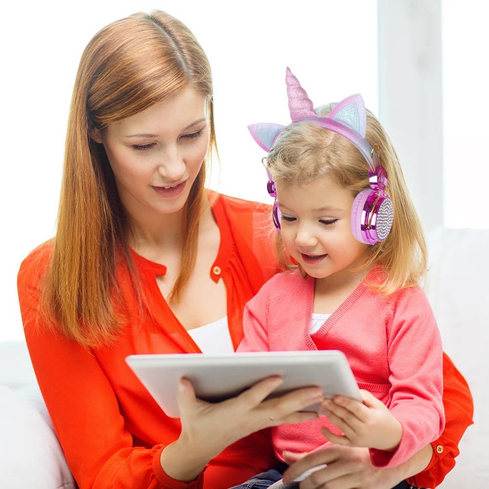 Беспроводная гарнитура с мультипликационным единорогом детские наушники