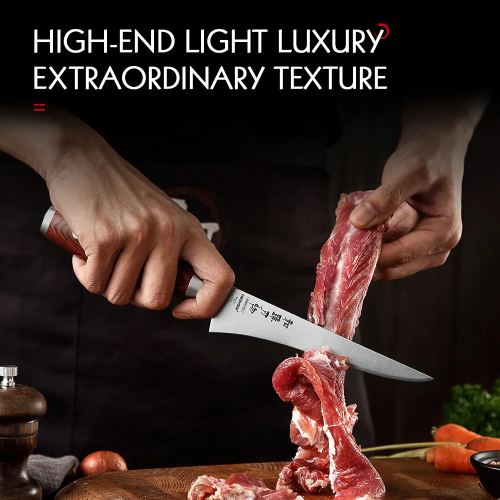 HEZHEN BASIS Series 5.8 Inches Boning Knives German Molybdenum Vanadium Steel Pakka Wood Handle &amp Stainless Rivet | Дом и сад
