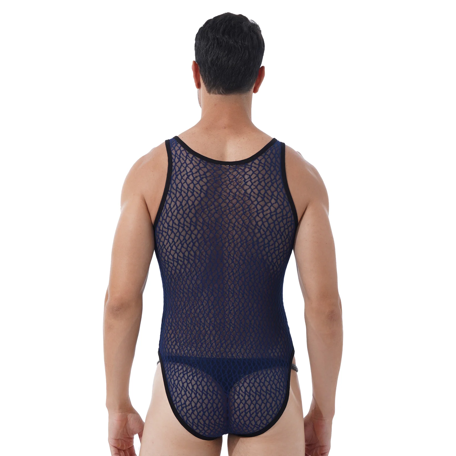 Мужское прозрачное Сетчатое боди TiaoBug для плавания нижнее белье майка без