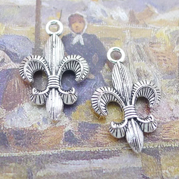 

15pcs/Lot 14x23mm Antique Silver Color Fleur de lis Boat Hook Charms Pendant For Jewelry Making DIY Jewelry Findings