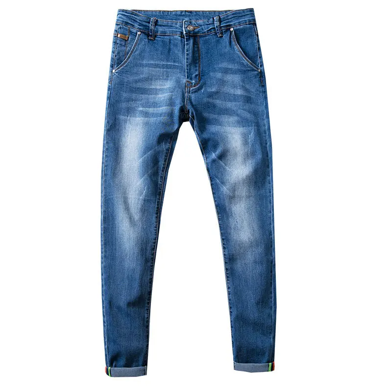 Джинсы мужские зауженные модные повседневные брюки из денима стрейч цвет