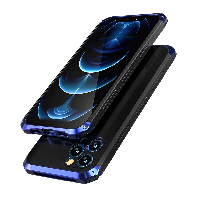 

Противоударный металлический бронированный чехол для iPhone 12 Pro Max, роскошный алюминиевый + поликарбонатный чехол с полным покрытием для iPhone 12...