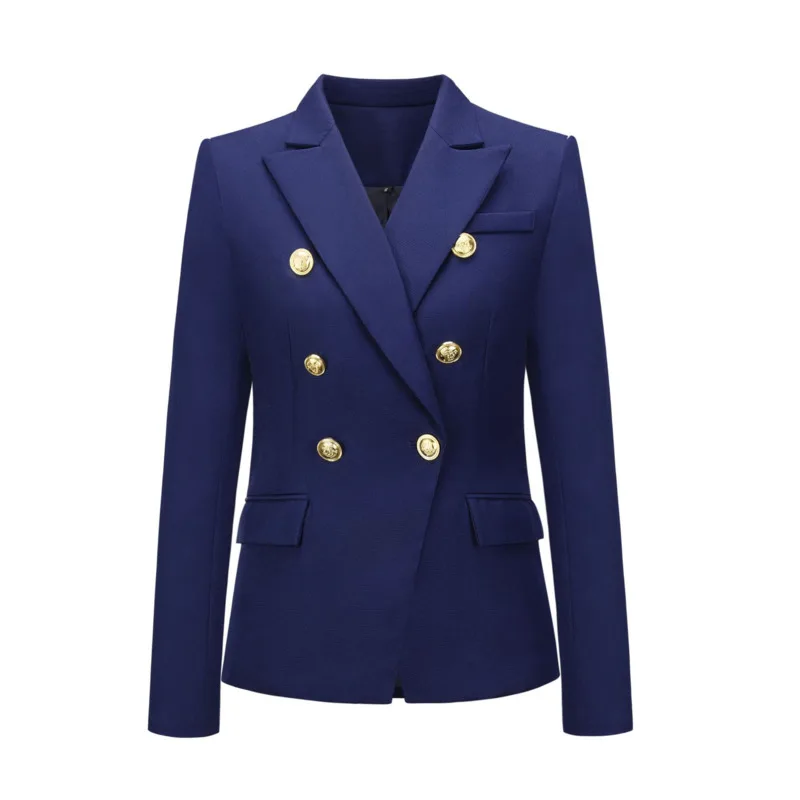 Женский двубортный Блейзер на пуговицах модный дизайнерский блейзер с
