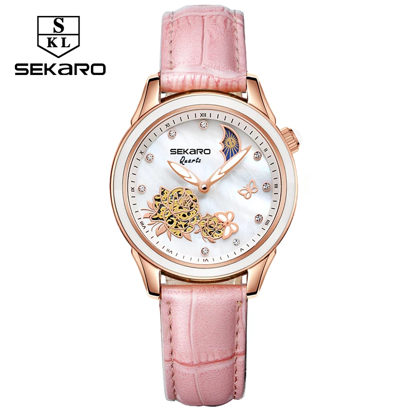Женские керамические кварцевые часы с бабочкой и сапфировым стеклом|Женские