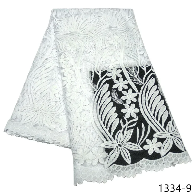 

Latest African Lace Fabric High Quality French Net Embroidery Pure White Tulle Lace Fabric For Nigerian Party Dress 1334