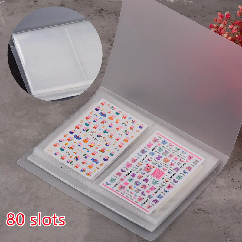 

80 slots Nail Sticker Case Storage Book Nail Decals Empty Storage Holder Easy Photo Album Manicure Nail Art Tools Decals