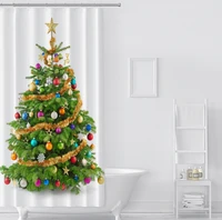 santa red christmas tree gifts customization household merchandise bathroom products shower curtains waterproof moisture proof