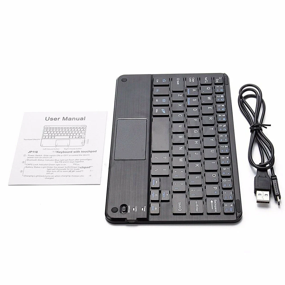 

Wireless Keyboard Bluetooth Mini Thin Keyboard with Touchpad Rechargable with USB Cable for PC Smartphon Laptop Fingerboard