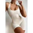 Женский сексуальный цельный облегающий короткий комбинезон для фитнеса спортивный Спортивный костюм