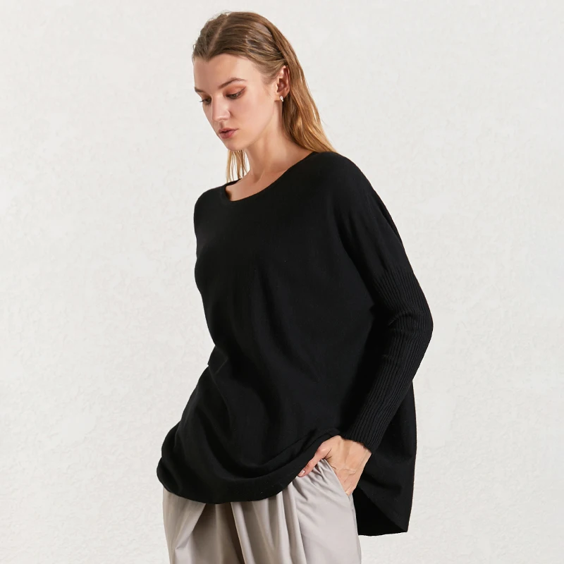 TWOTWINSTYLE женский свитер с рукавом летучая мышь Длинный пуловер круглым вырезом