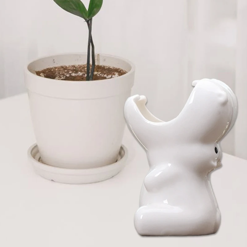 

Creative Head Up Hippo Ceramic Plant Planting Flower Pot Desktop Decoration Planter Flowerpot Water Storage Plant Permeable H051