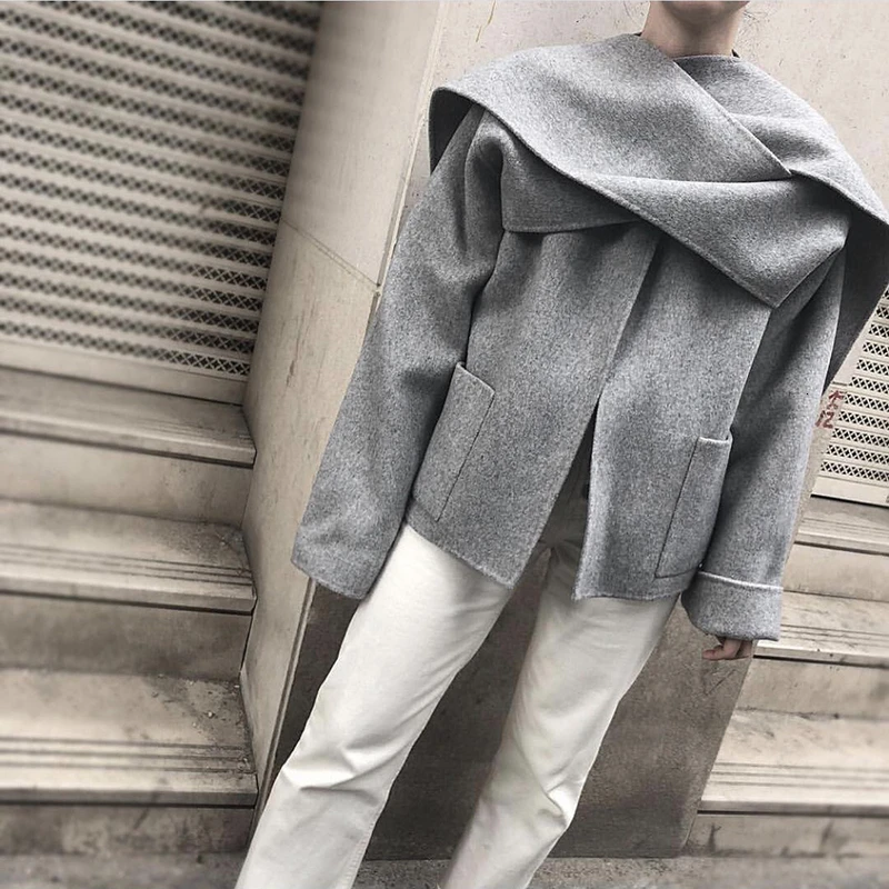 TWOTWINSTYLE, повседневные женские пальто с кисточками, с круглым вырезом, с длинным рукавом, свободные, на шнуровке, с рюшами, осенне-зимняя куртка для женщин, модная одежда