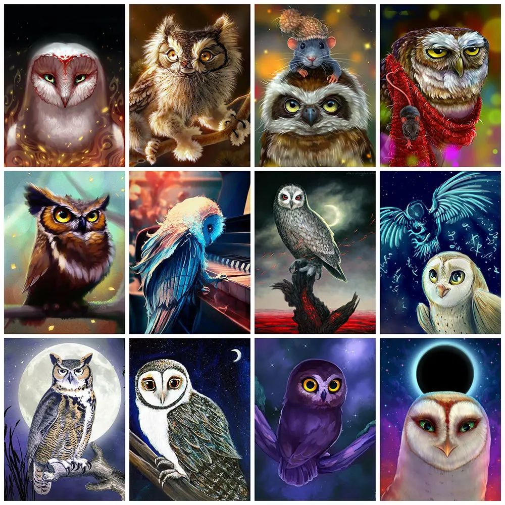 

Momoart Алмазная мозаика сова мультфильм кустарный декор для дома Алмазная вышивка животные картина стразами полная площадь живопись вышивка ...