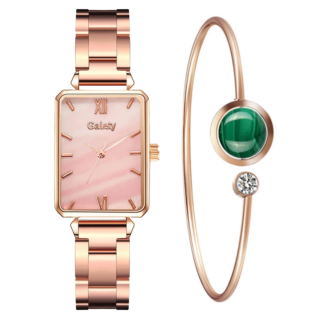 Часы наручные женские кварцевые под розовое золото модные роскошные со стальным