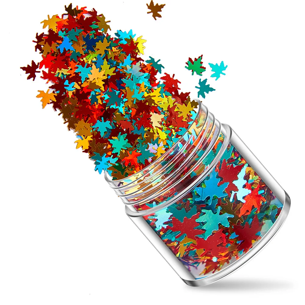 Блестки для дизайна ногтей смешанные блестки цветная пудра Хэллоуина кленовый