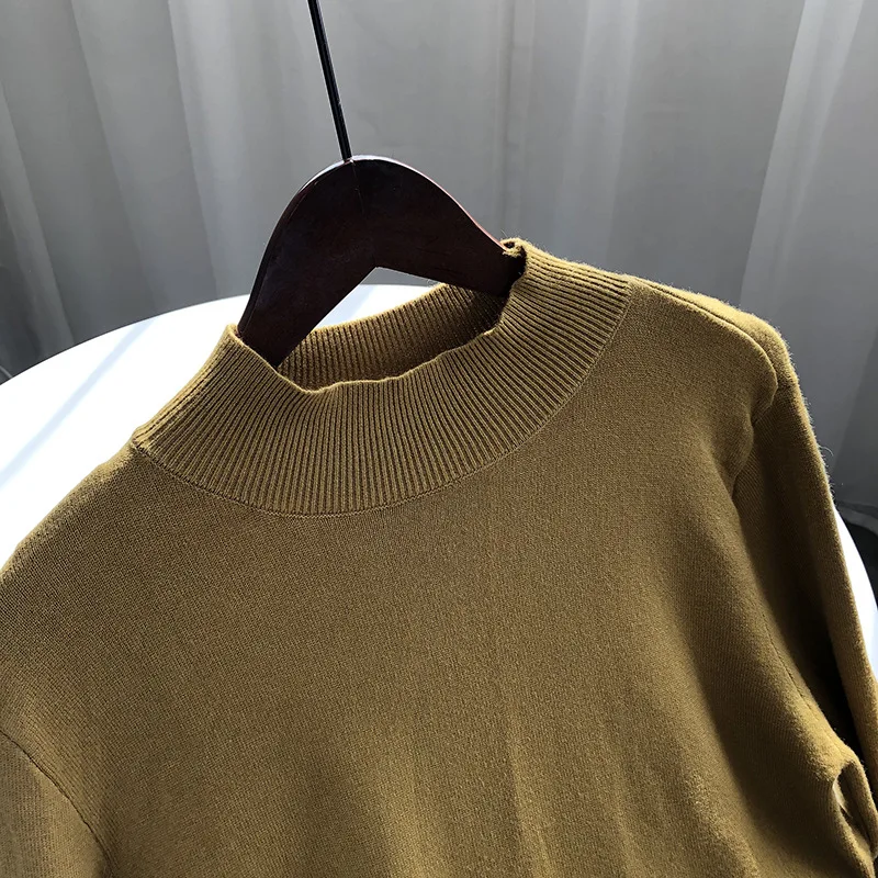 

Solid Color Sweater Women's 2020 Autumn Winter New Casual Version Of Thick Warm Soft Waxy Bottoming Shirt Base Inner Top Fashion