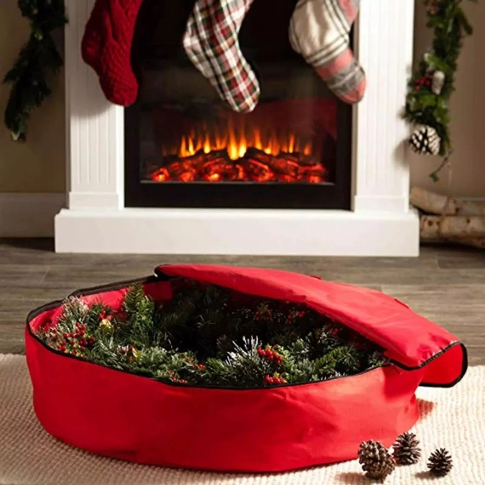 

Christmas Wreath Storage Bag Resistant Xmas Dustproof Decor Accessories Organizer For Storing Christmas Tree Garland Storage