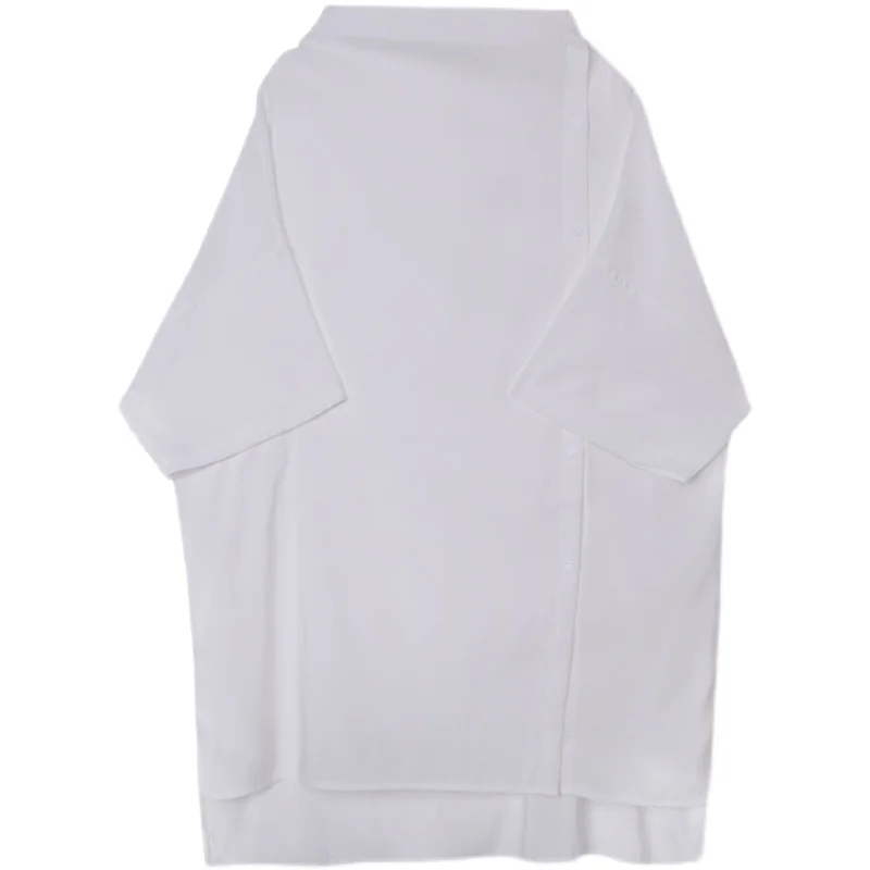 

S-XL!Early summer asymmetrical design alternative lapel five minute sleeve shirt tide male cold wind loose short sleeve shirt