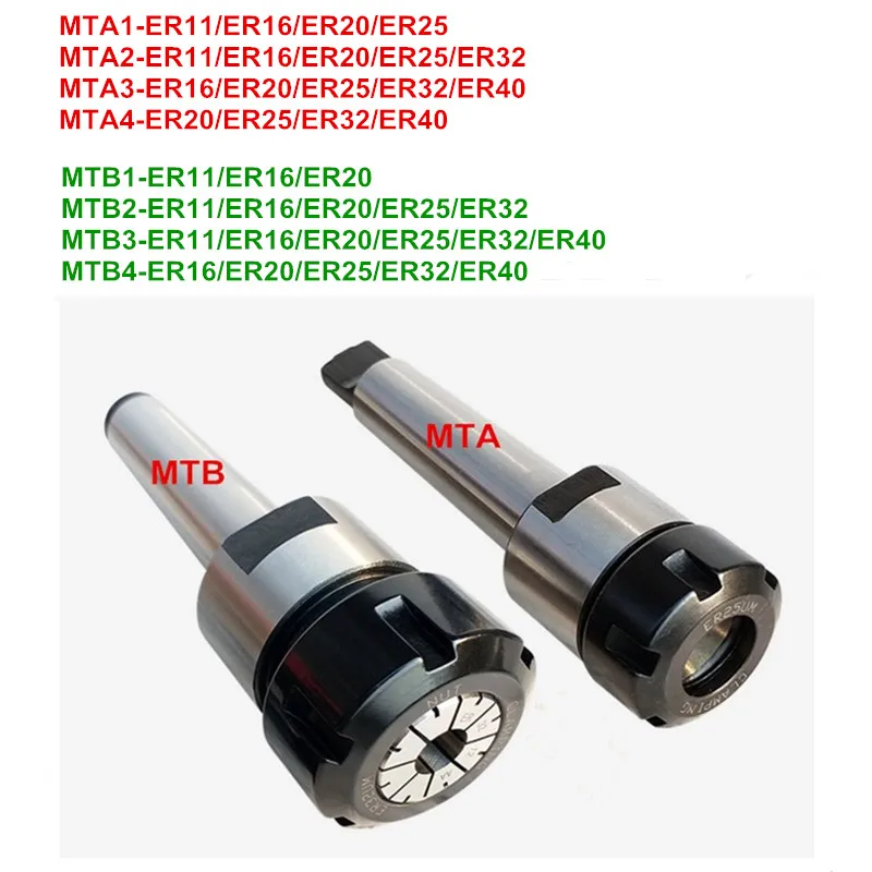 

1pc MTB/MTA/MT1/MT2/MT3/MT4 Morse taper ER11/ER16/ER20/ER25/ER32/ER40 collet chuck Holder CNC tool holder clamp