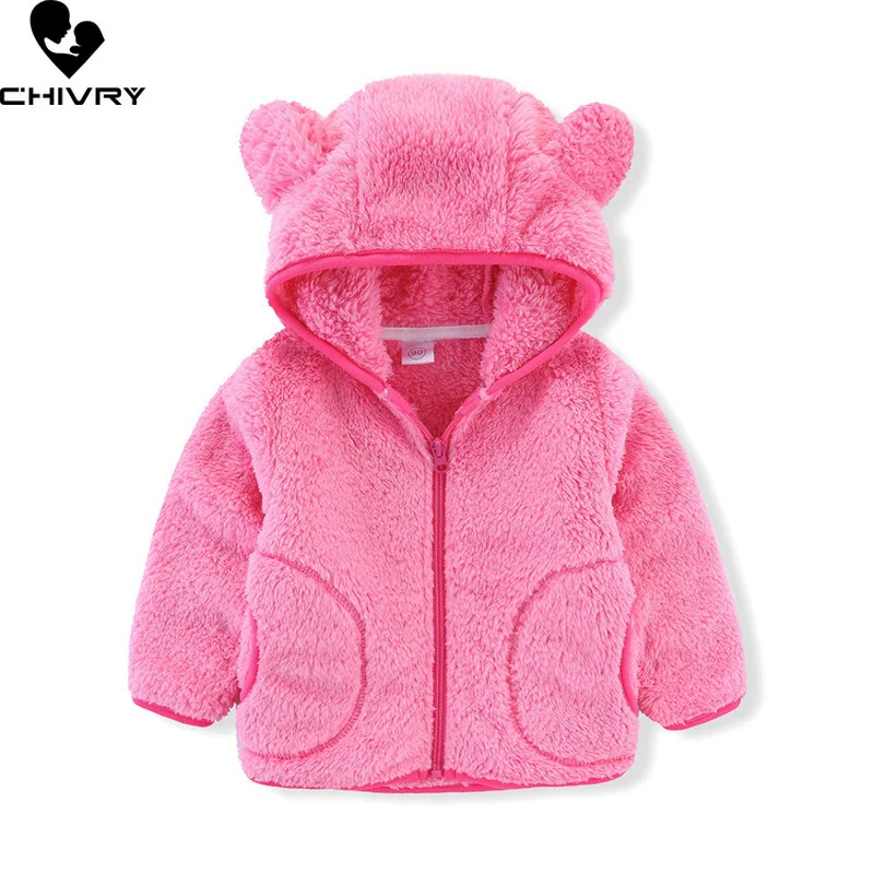Abrigo con capucha de lana Coral para ni&ntilde;os y ni&ntilde;as, chaquetas c&aacute;lidas informales con cremallera, ropa de oto&ntilde;o e invierno, novedad de 2021-5