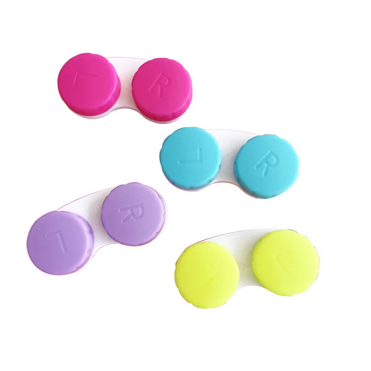 

10Pcs contact lens L+R cases Storage Holder Soaking Container Travel Accessaries Candy Color Many Styles Eye Contact Lens Case