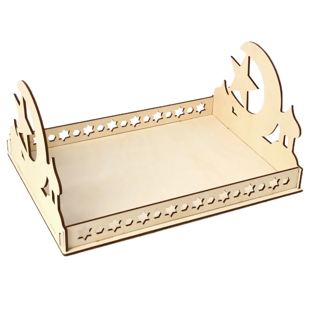 

Wooden Storage Trays Artistic Eid Mubarak Party Serving Tableware Tray Display Wood Decoration Trays Decorative Organizador
