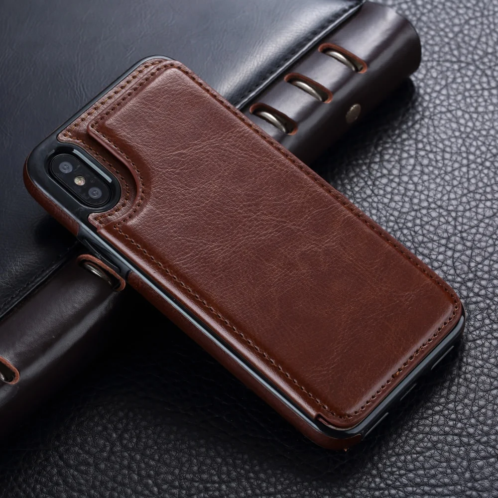 LAPOPNUT PU Leather Cases for Iphone 11 Pro Xs Max Xr X 7 8 Plus 6 6s 5 5s SE Flip Shockproof Protective Cover with Card Holder |