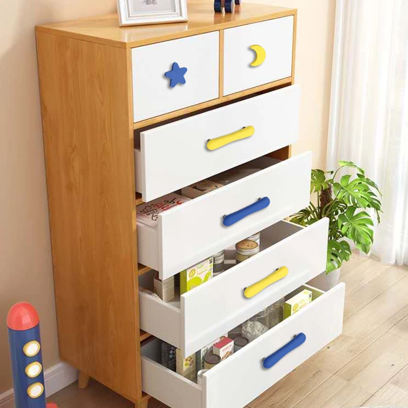 Мягкие резиновые ручки для детской комнаты цветные мебельные в форме Луны звезды