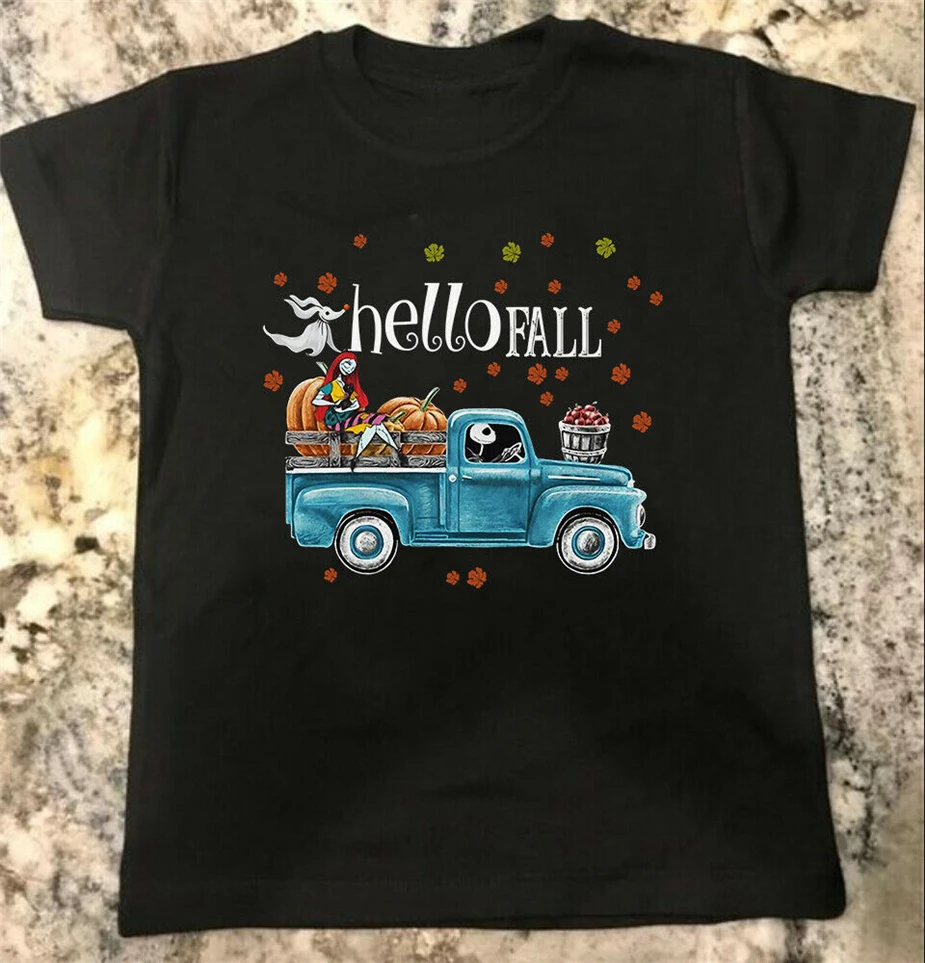 Привет осень Кошмар перед Рождеством смешная черная рубашка подарок для мужчин