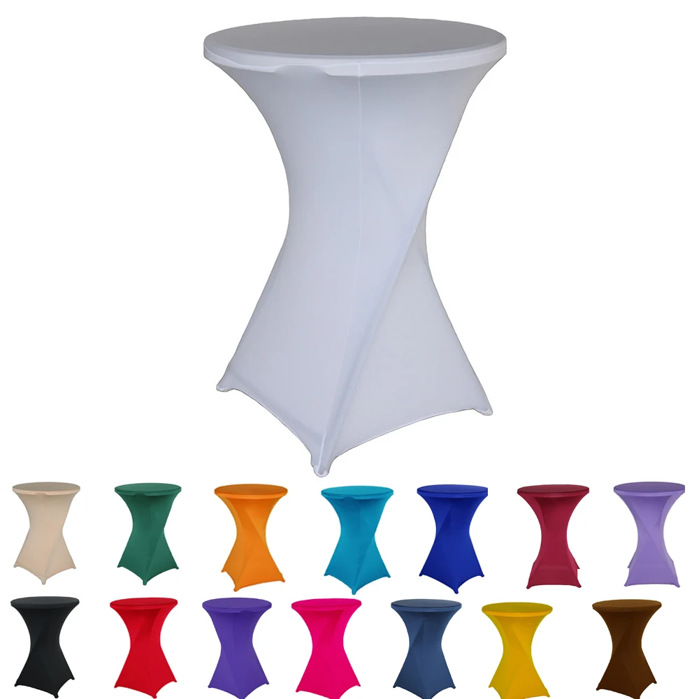 Stretch Round Tablecloth Cocktail Spandex Table Cloth Bar Hotel Wedding Party White Table Cover 60/70/80cm Diameter Multi-color