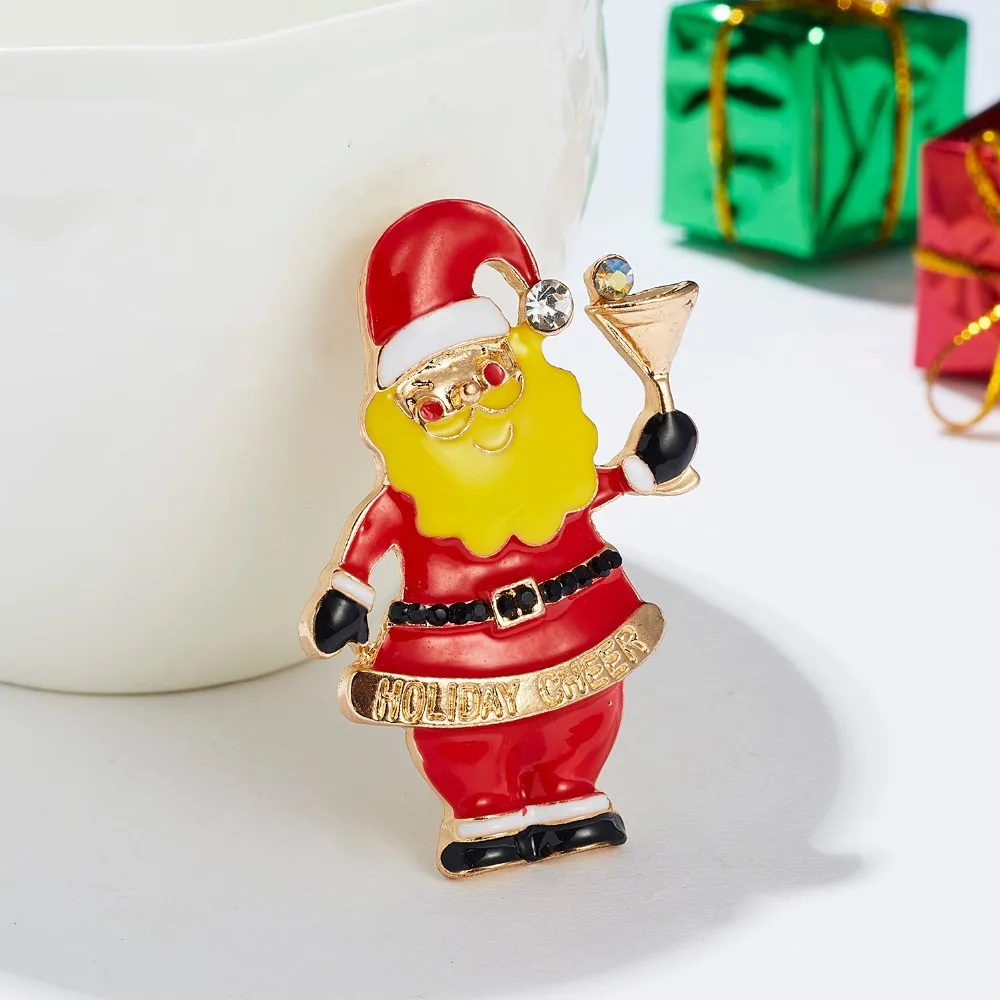 Merry Christmas броши на булавке милый Санта Клаус шляпа прекрасный Лось подарок эмаль значок брошь год Рождество Санта Клаус брошь с животными