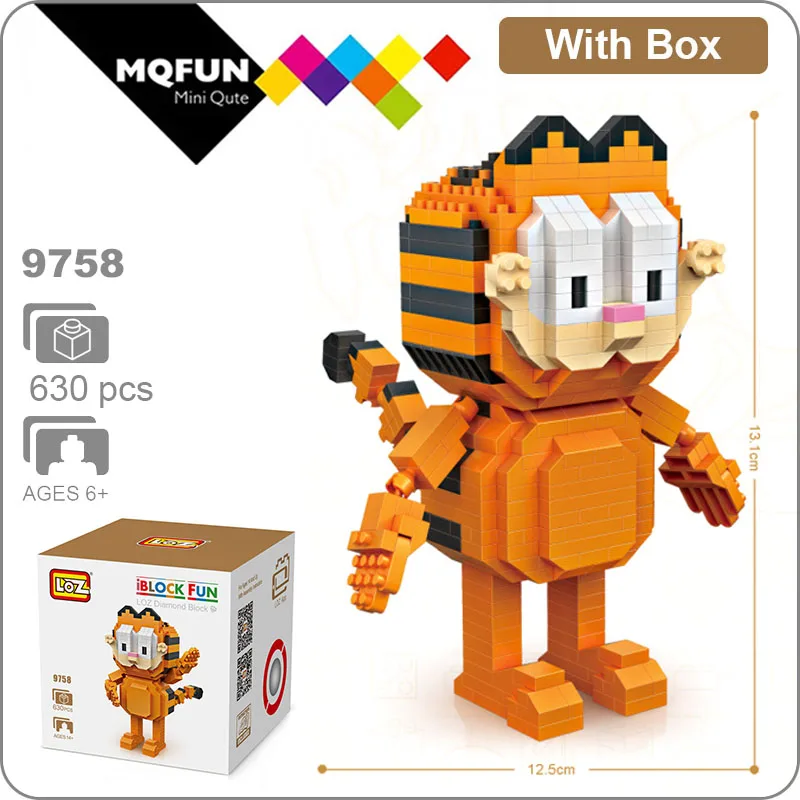 

LOZ Kawaii movie cartoon cat dog animal Odie Garfield Mini plastic building blocks action figures educational toy DIY model gift