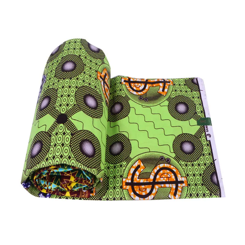 100% хлопок принт в долларах зеленый воск ткань настоящий Анкары Новый дизайн