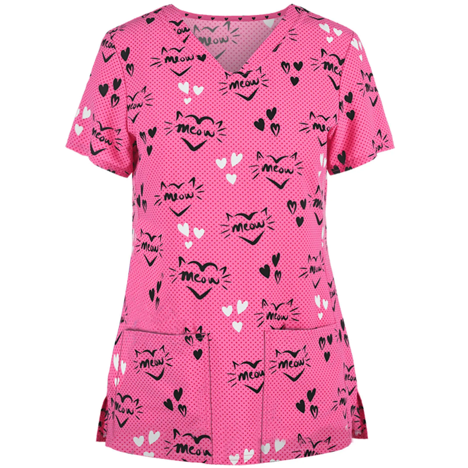 

Women Plus Size Scrubs Top Nursing Uniform Summer Short Sleeve V-neck Tops Female Care Workers Uniforme de trabajo