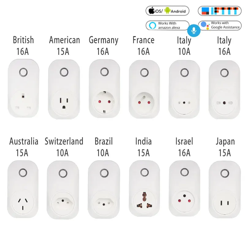 

Tuya Cloud 10A 15A 16A gobal standard WiFi Smart Socket Wireless Remote Work With Alexa Google Assistant IFTTT Smart Life APP