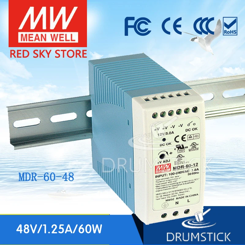 

kindly MEAN WELL 6Pack MDR-60-48 48V meanwell MDR-60 60W Single Output Industrial DIN Rail Power Supply