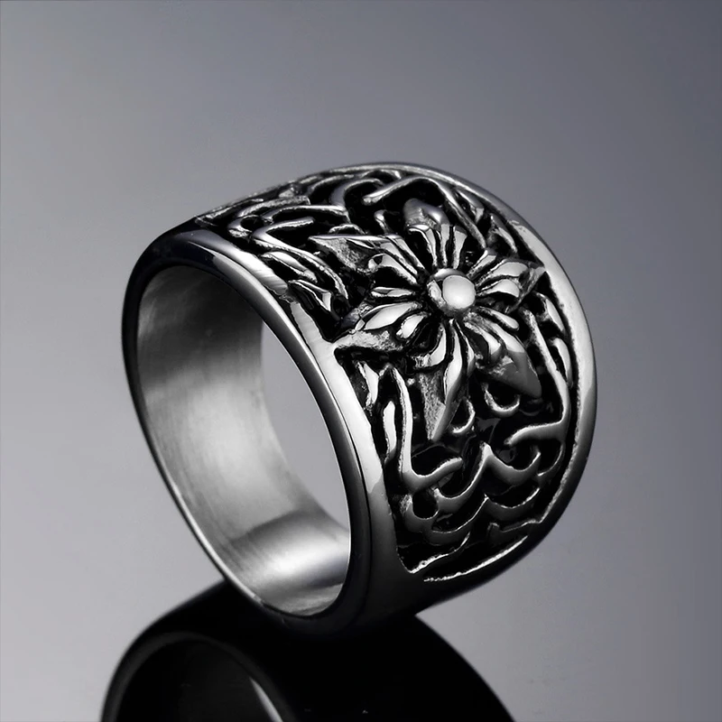 

Retro Men's Hexagonal Star Pattern Ring Fashion Personality Stainless Steel Jewelry Boyfriend Accessories Wholesale