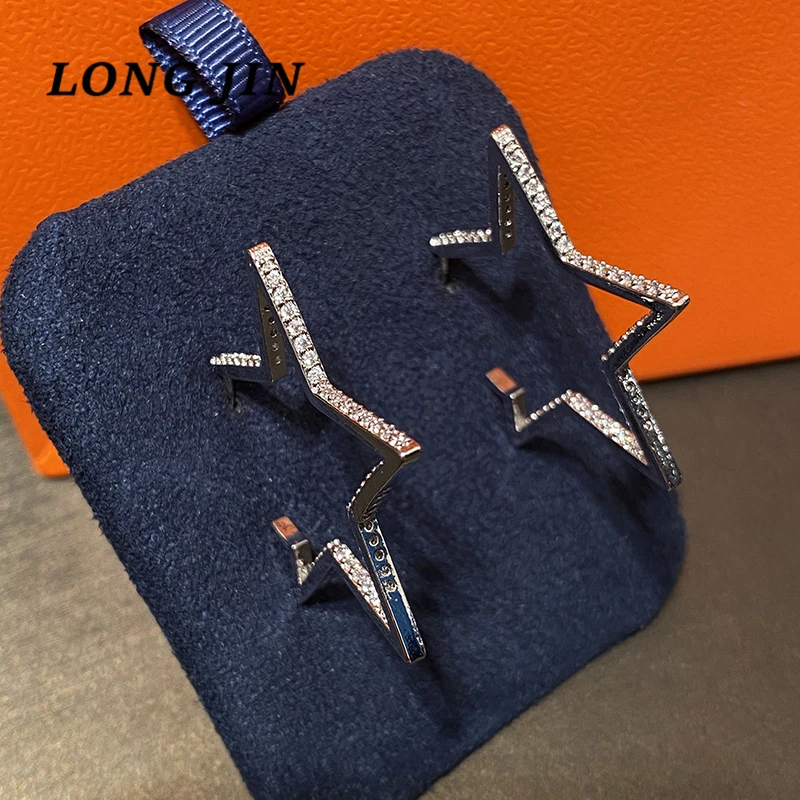 S925 иглы серьга в форме пентаграммы инкрустированные циркон серьги виде звезды