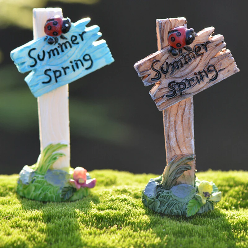

1Pc Lady beetles signpost DIY Resin Fairy Garden Craft Decoration Miniature Micro Terrarium Gift